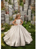 Ivory Sequined Floor Length Flower Girl Dress